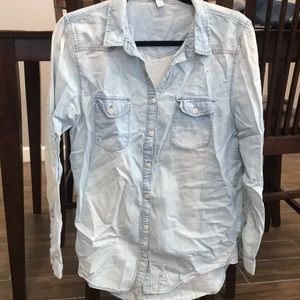 Light chambray button-down shirt
